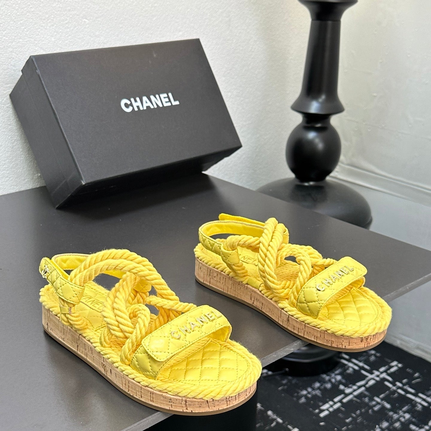 CC Sandals Yellow Rope Lambskin 331279