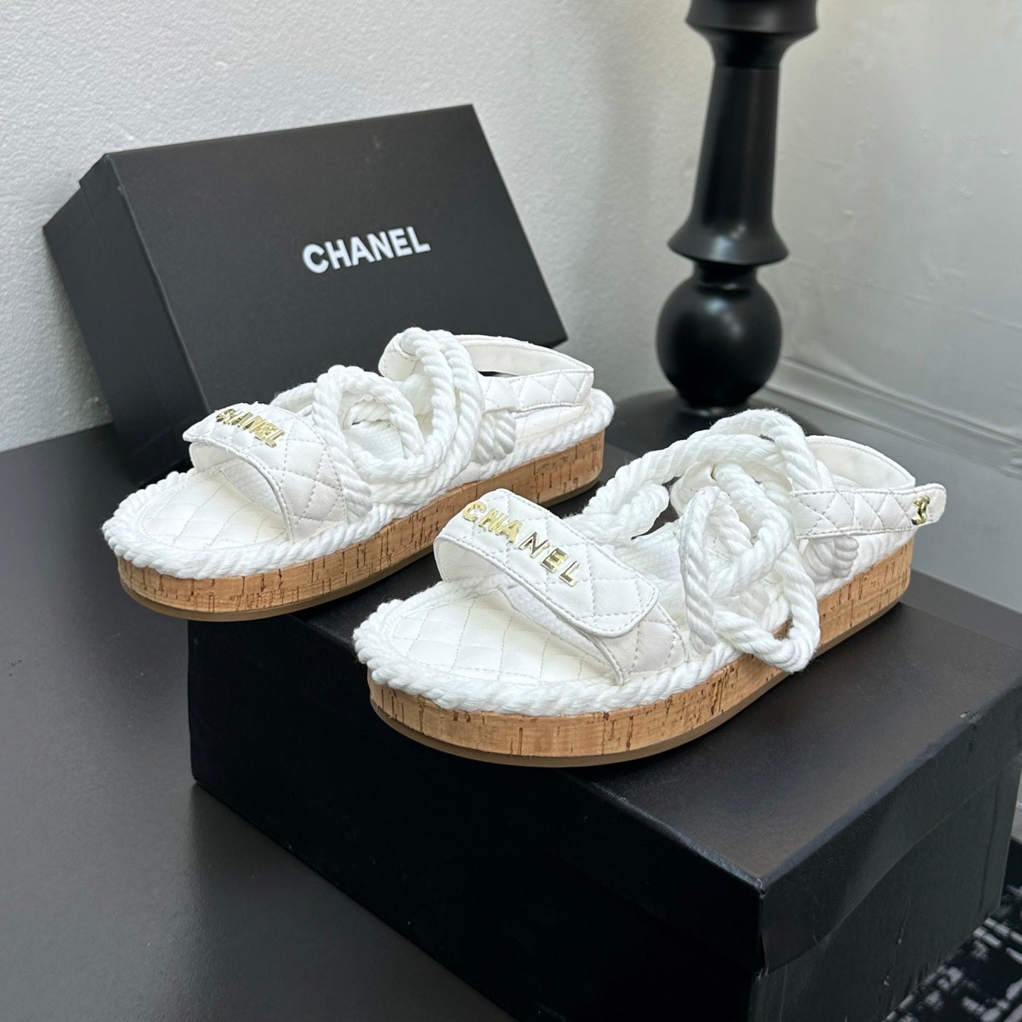 CC Sandals White Rope Lambskin 331280