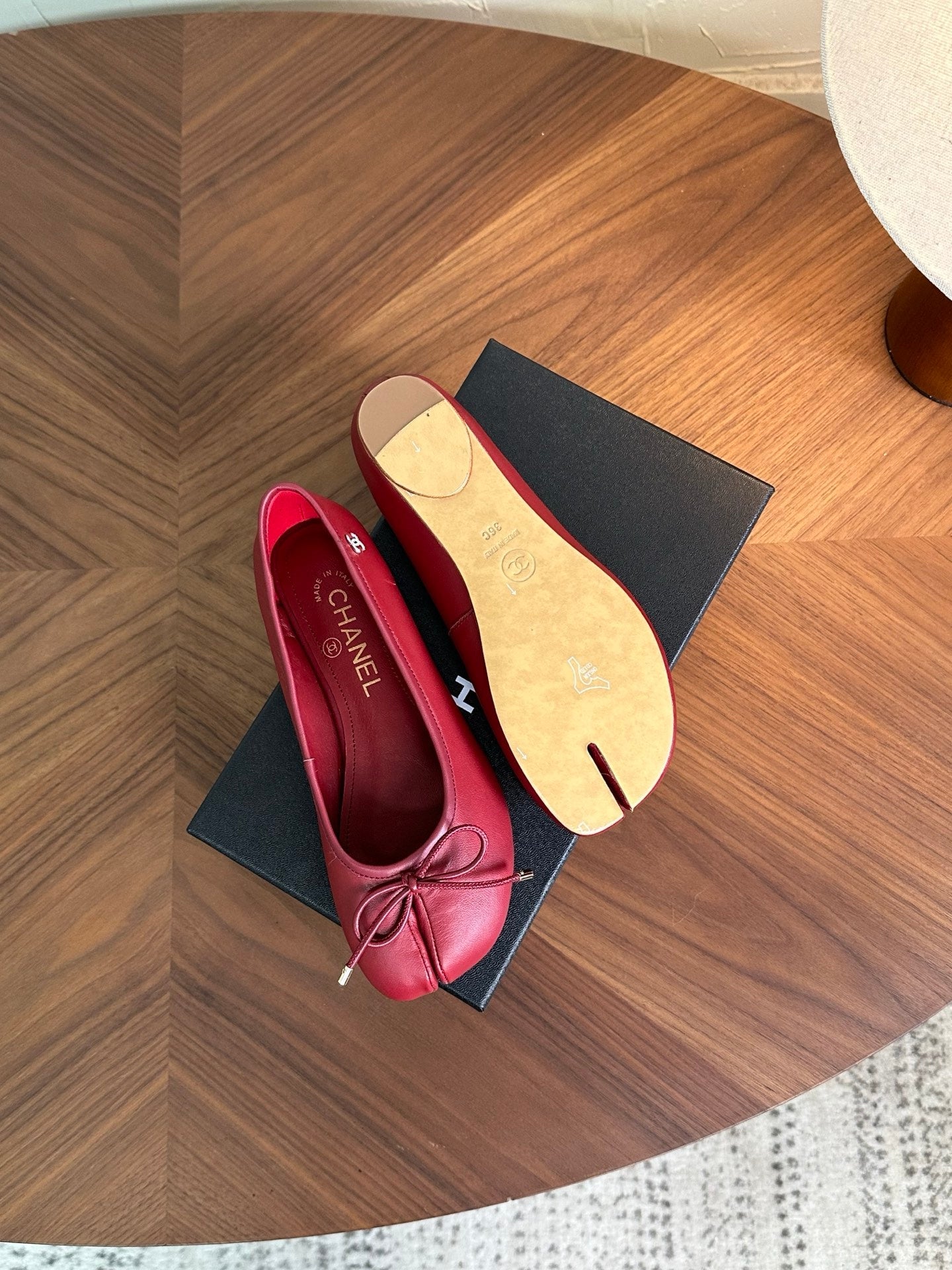 CC 26s Split-Toe Ballet Flat Burgundy Lambskin 938196