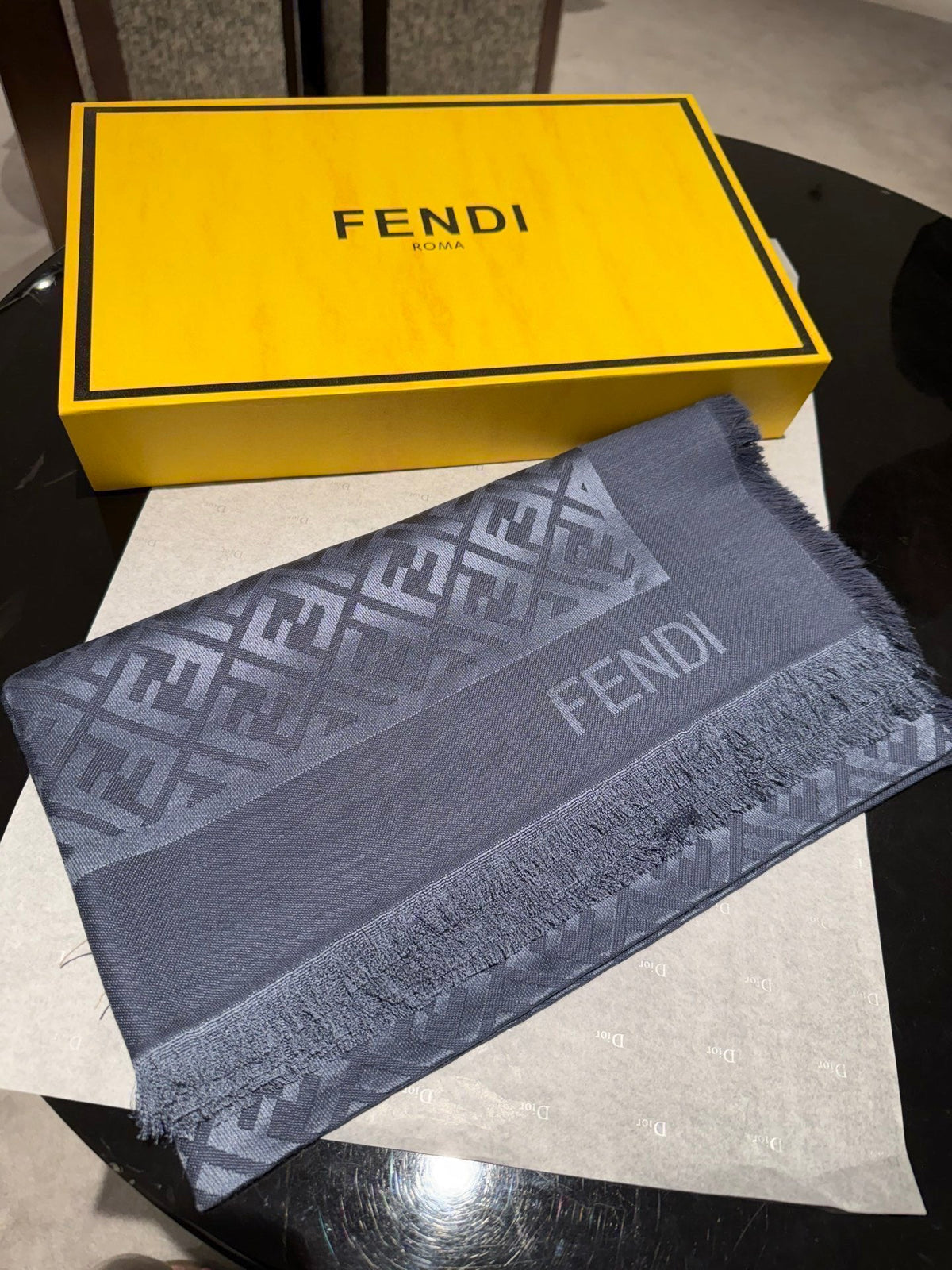 Fendi 26s Scarf 140 In Wool Silk 444840