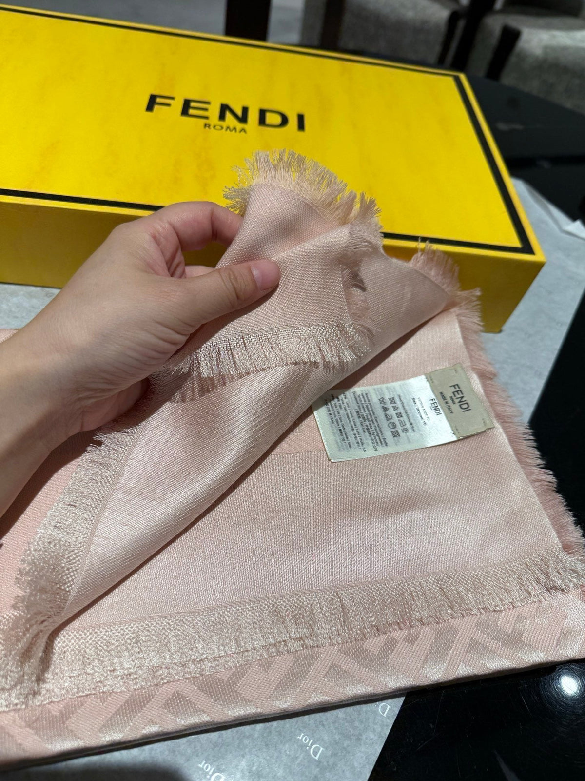 Fendi 26s Scarf 140 In Wool Silk 444841