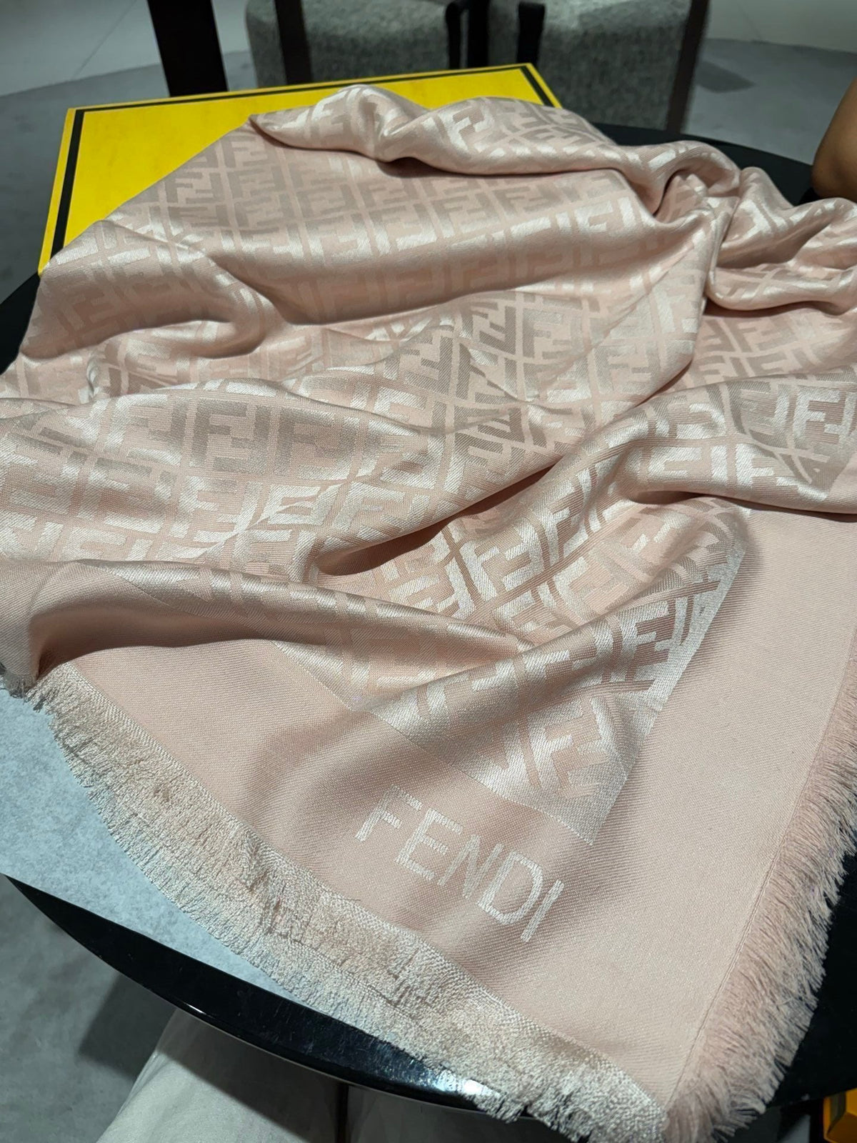 Fendi 26s Scarf 140 In Wool Silk 444841