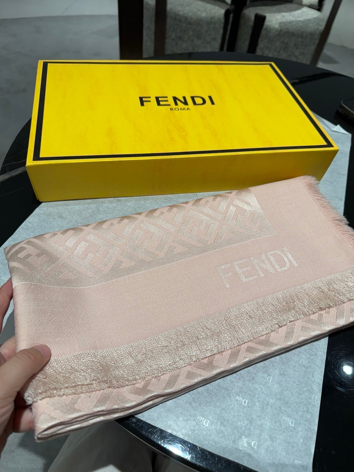 Fendi 26s Scarf 140 In Wool Silk 444841