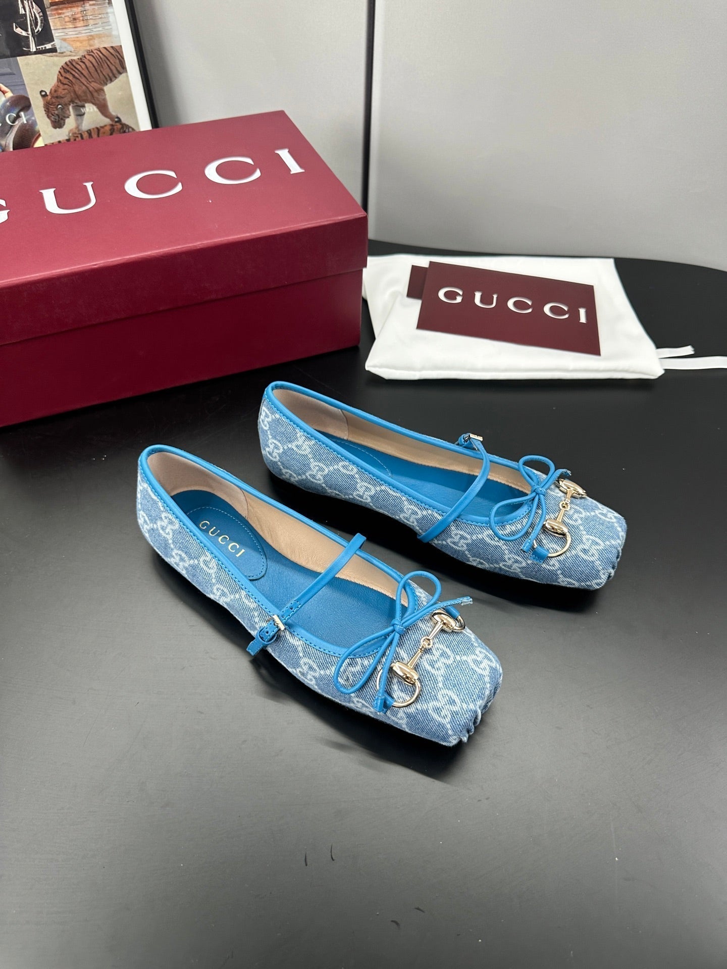 GG 26s Ballet Flats In Blue Denim