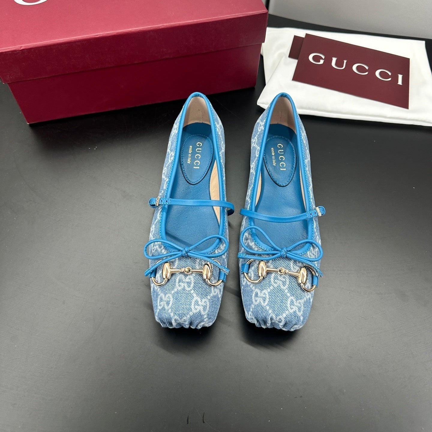 GG 26s Ballet Flats In Blue Denim