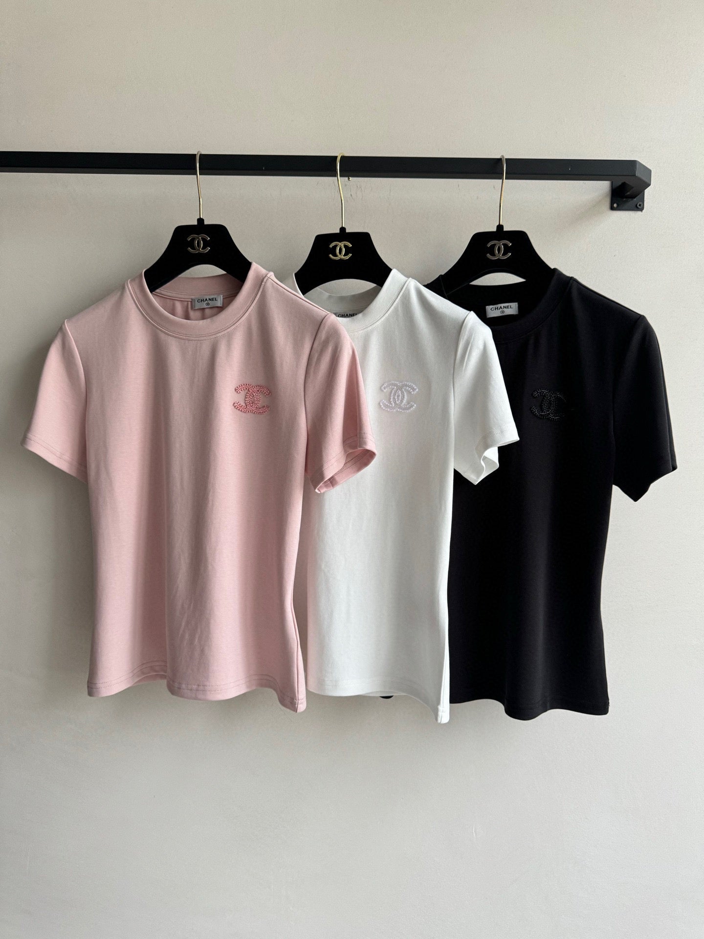 CC Heavy Beaded Chanel Logo Cotton