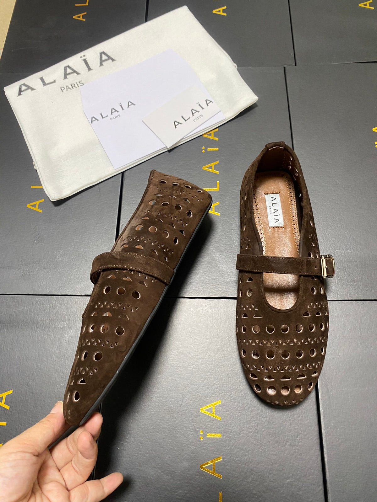 Alaia 26s Mary Jane Brown Perforated Suede 195010