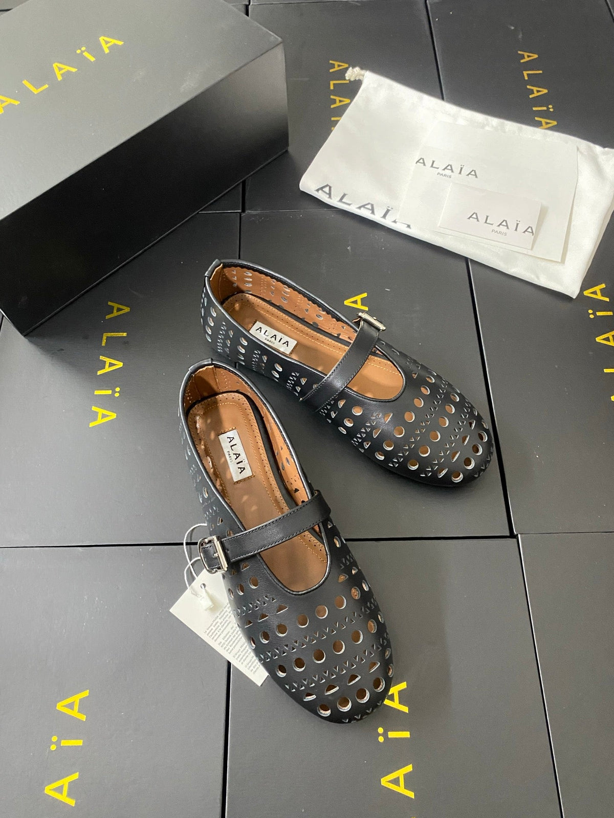 Alaia 26s Mary Jane Black Perforated Leather 195005