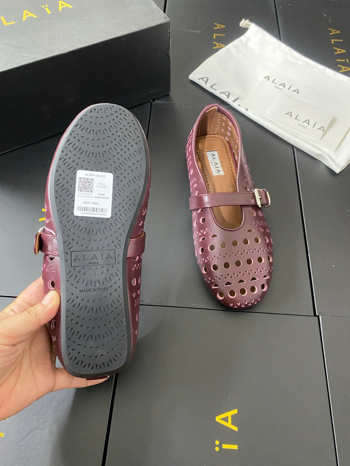 Alaia 26s Mary Jane Purple Perforated Leather 195006