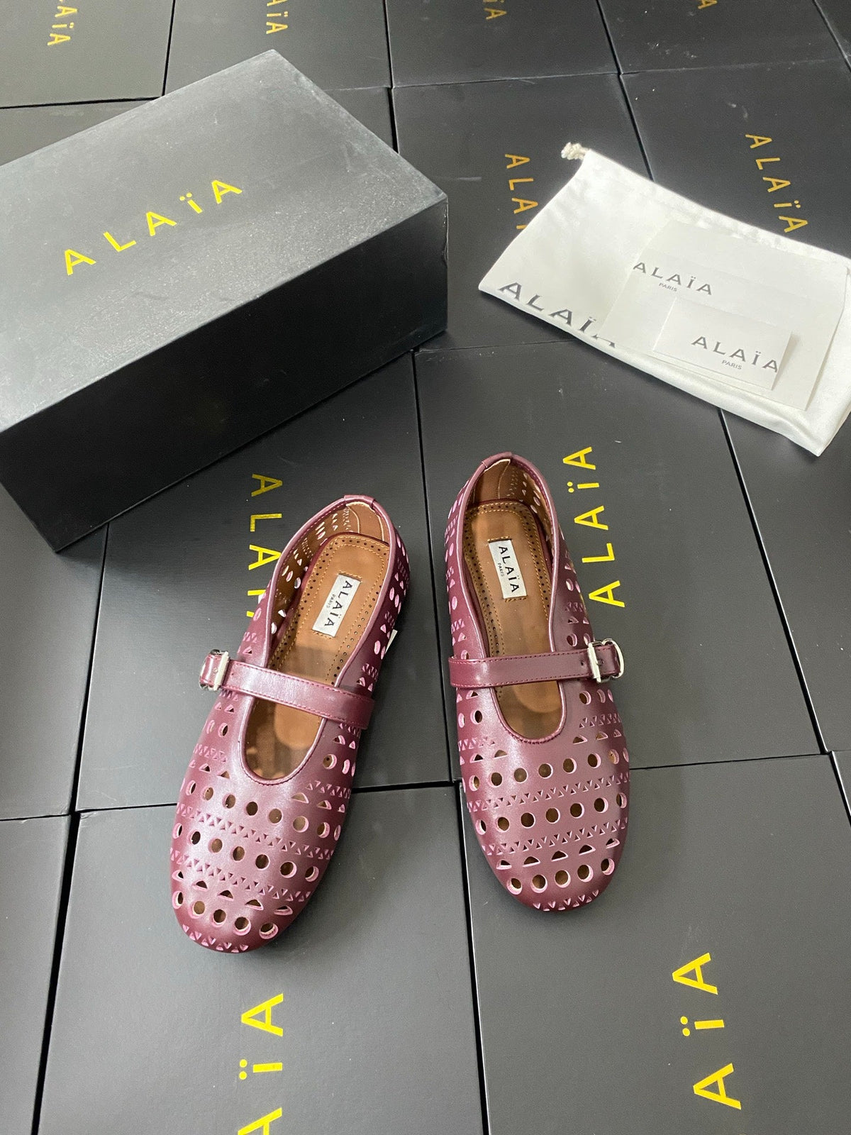 Alaia 26s Mary Jane Purple Perforated Leather 195006
