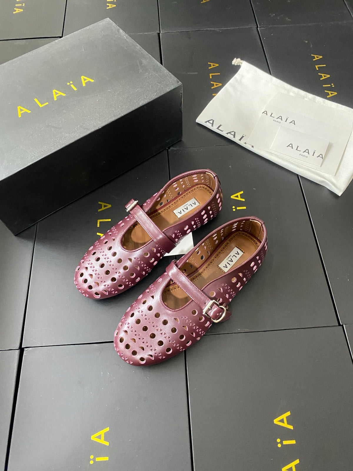 Alaia 26s Mary Jane Purple Perforated Leather 195006