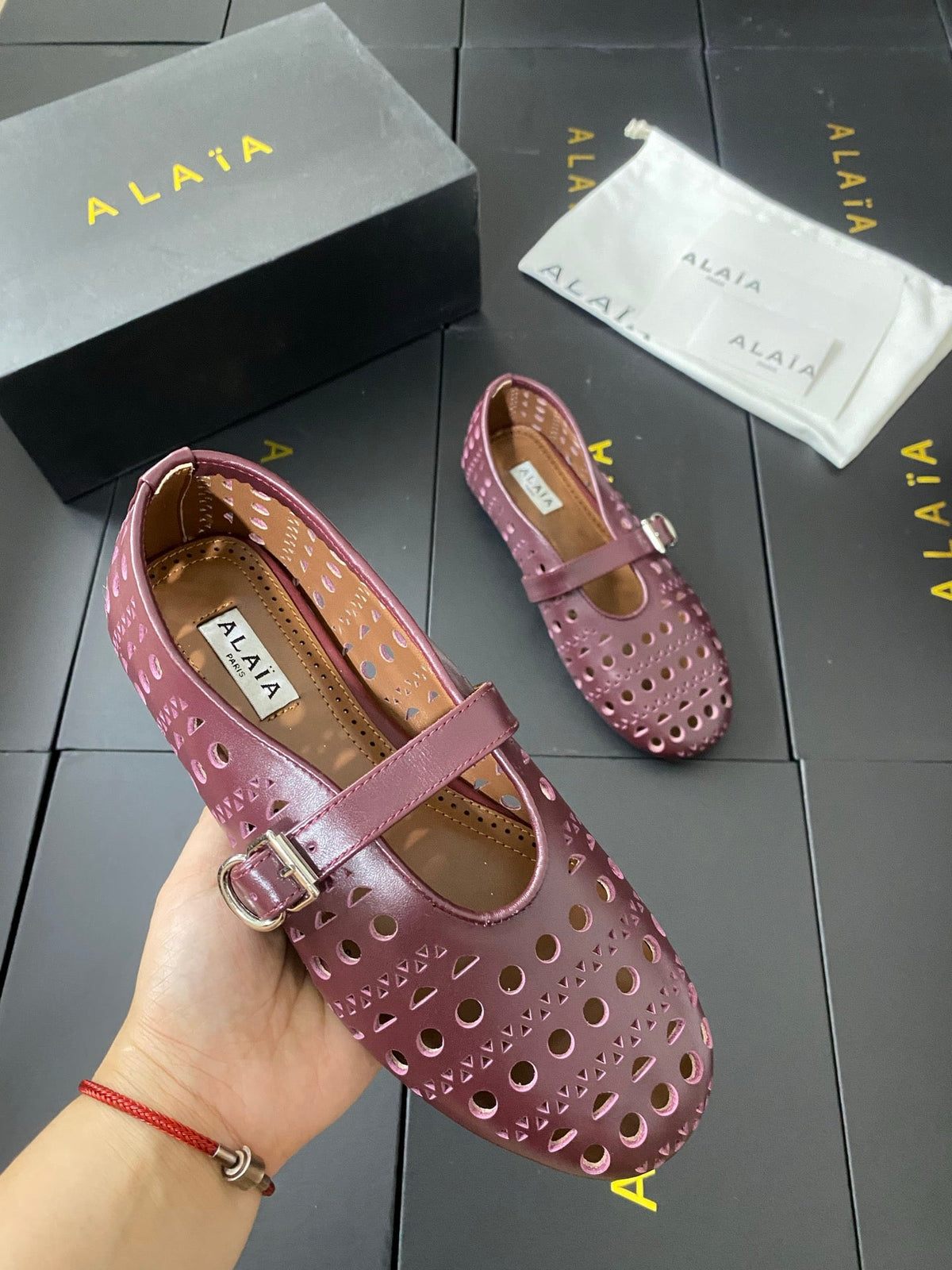Alaia 26s Mary Jane Purple Perforated Leather 195006