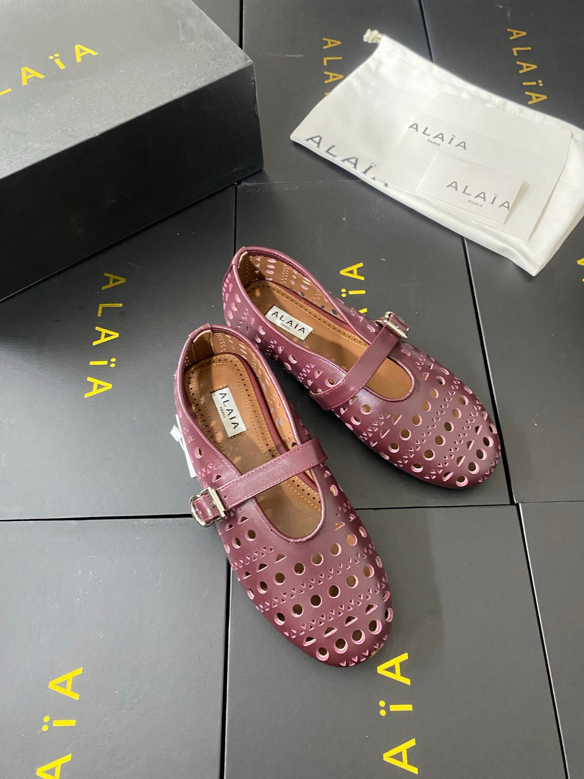 Alaia 26s Mary Jane Purple Perforated Leather 195006