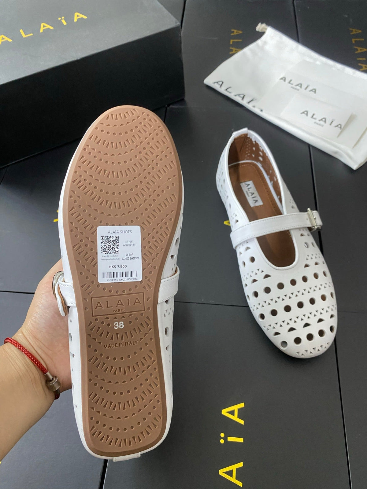 Alaia 26s Mary Jane White Perforated Leather 195007