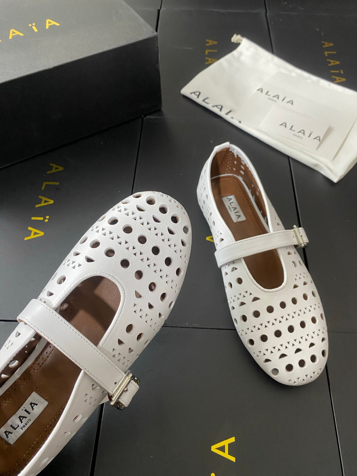 Alaia 26s Mary Jane White Perforated Leather 195007