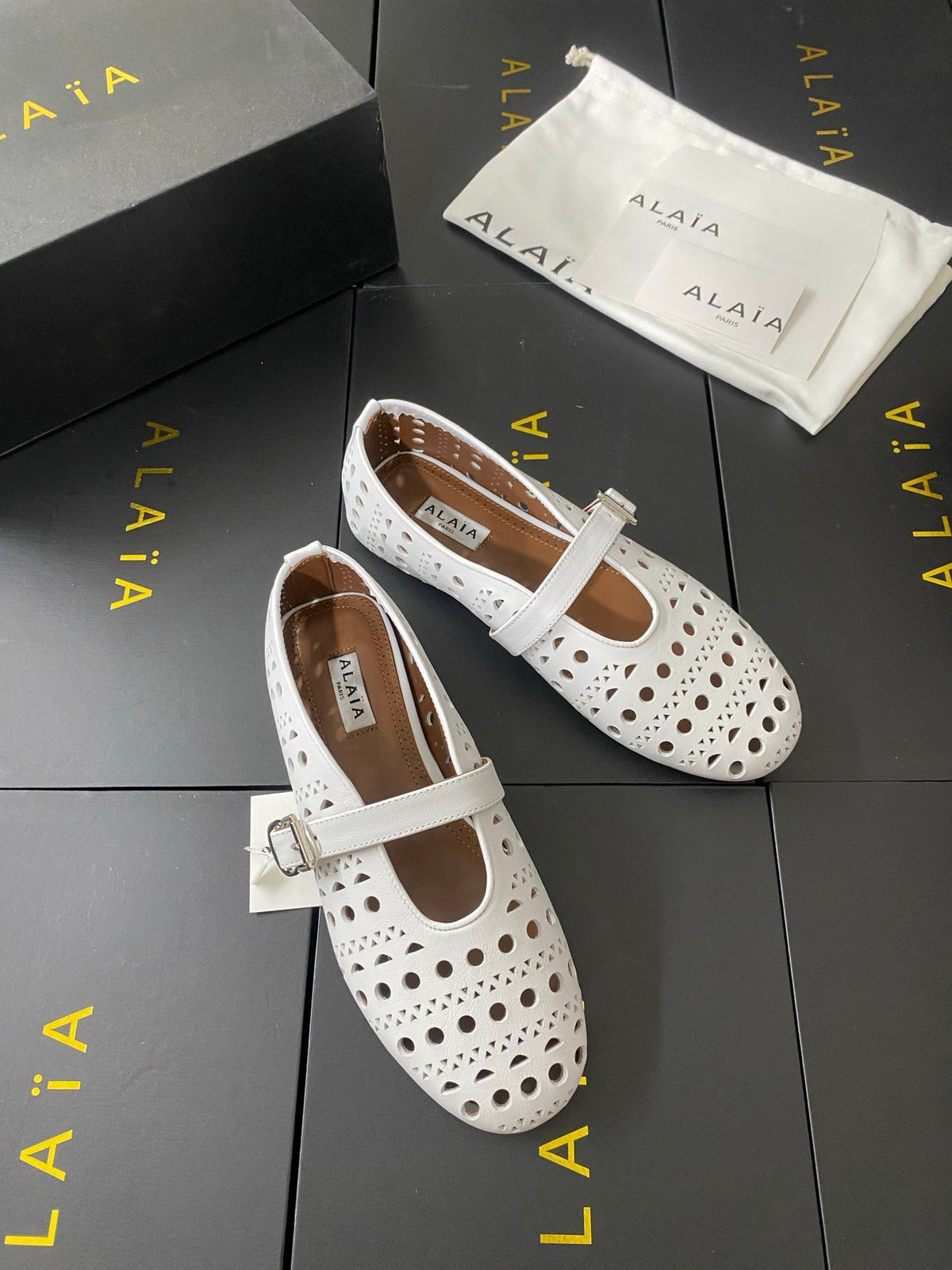 Alaia 26s Mary Jane White Perforated Leather 195007
