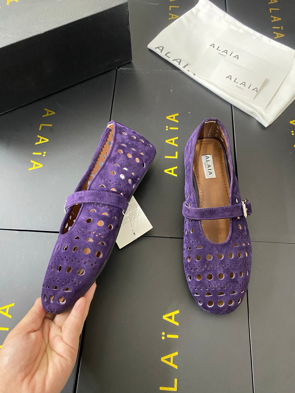 Alaia 26s Mary Jane Purple Perforated Suede 195008