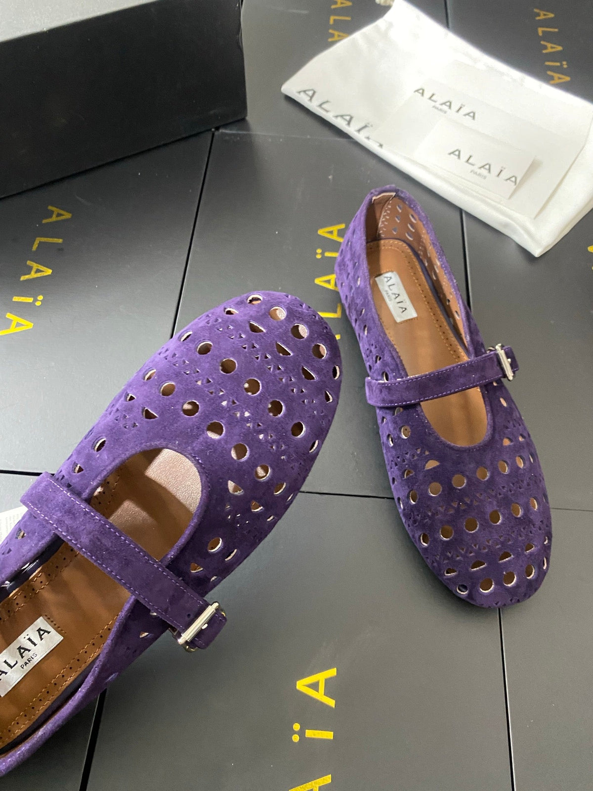 Alaia 26s Mary Jane Purple Perforated Suede 195008