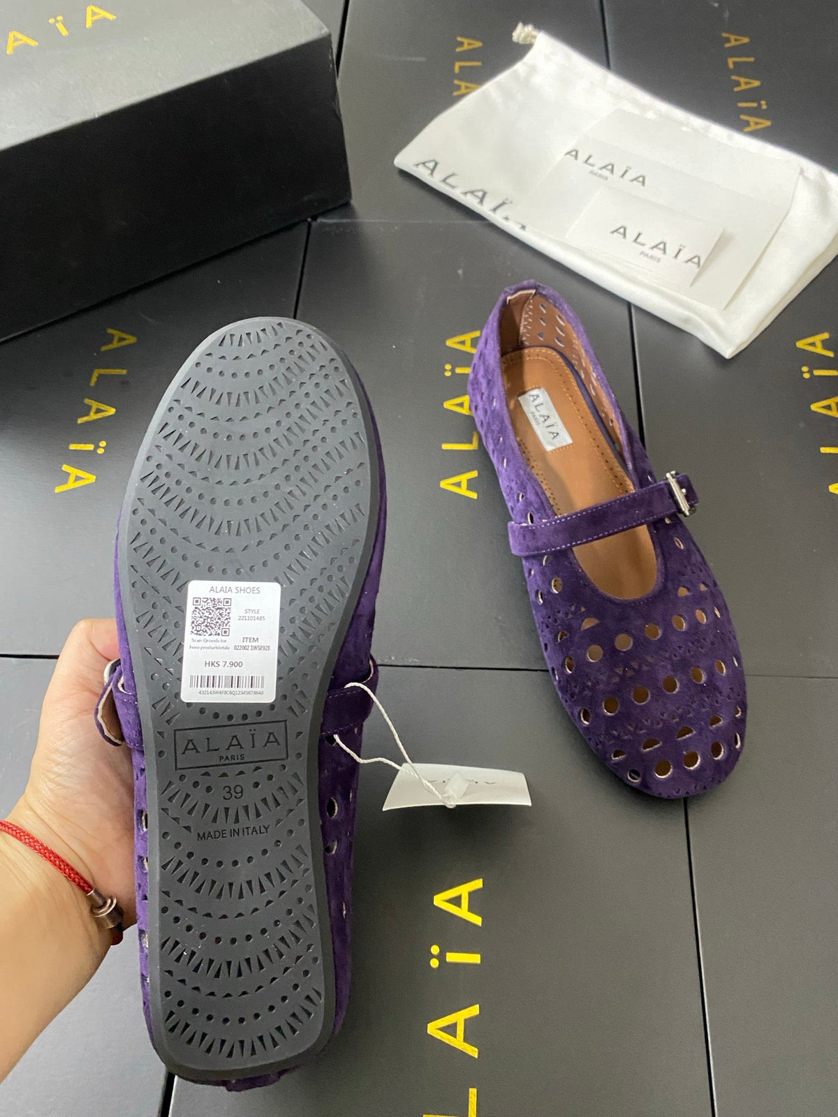 Alaia 26s Mary Jane Purple Perforated Suede 195008