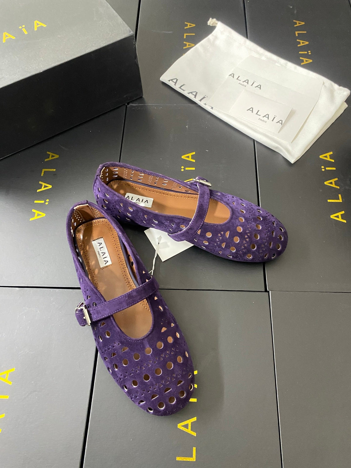 Alaia 26s Mary Jane Purple Perforated Suede 195008