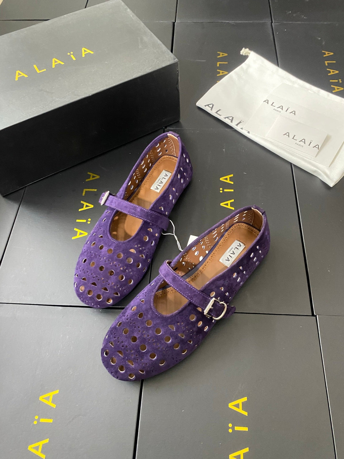 Alaia 26s Mary Jane Purple Perforated Suede 195008