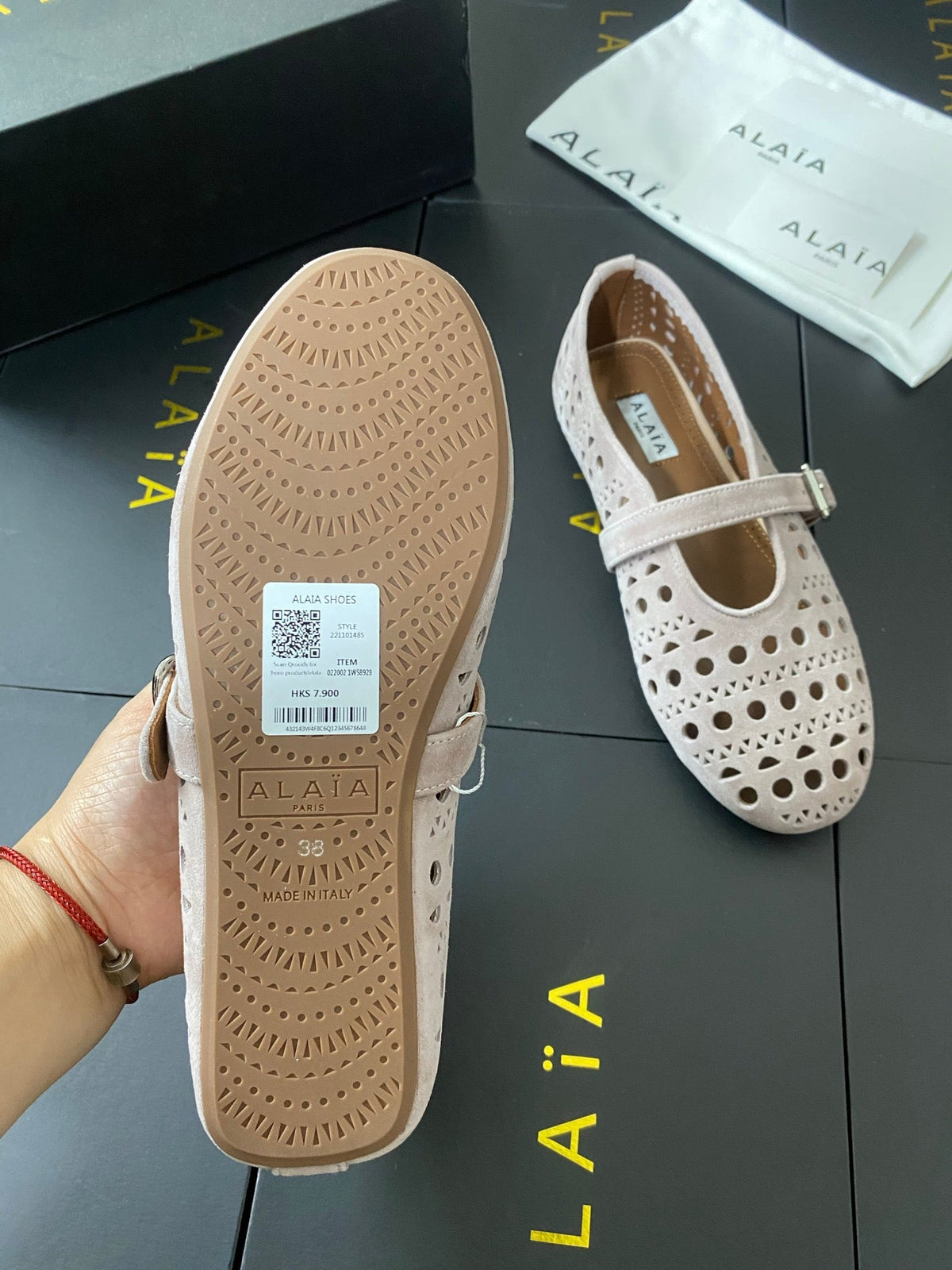 Alaia 26s Mary Jane Nude Perforated Suede 195011