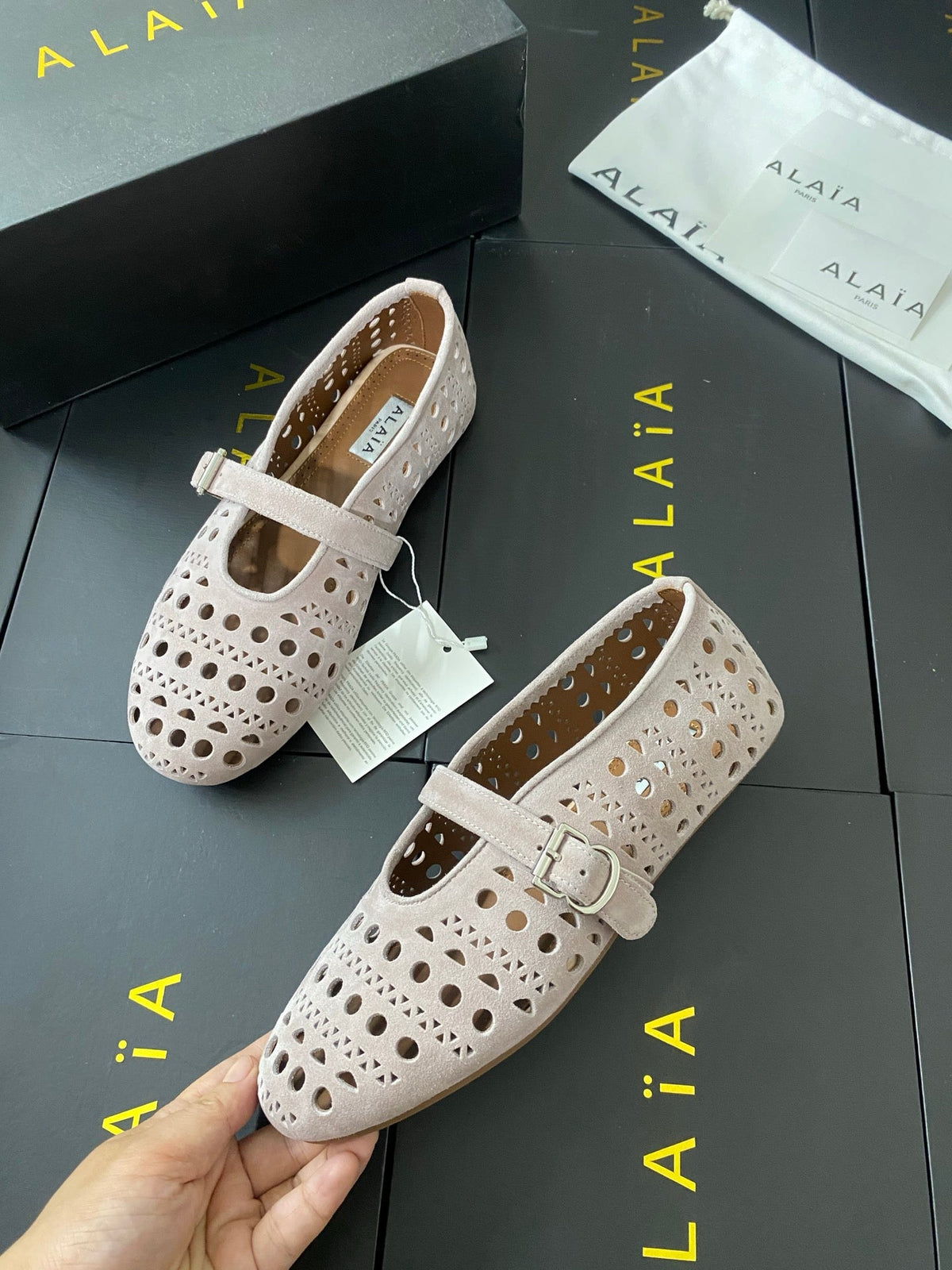 Alaia 26s Mary Jane Nude Perforated Suede 195011