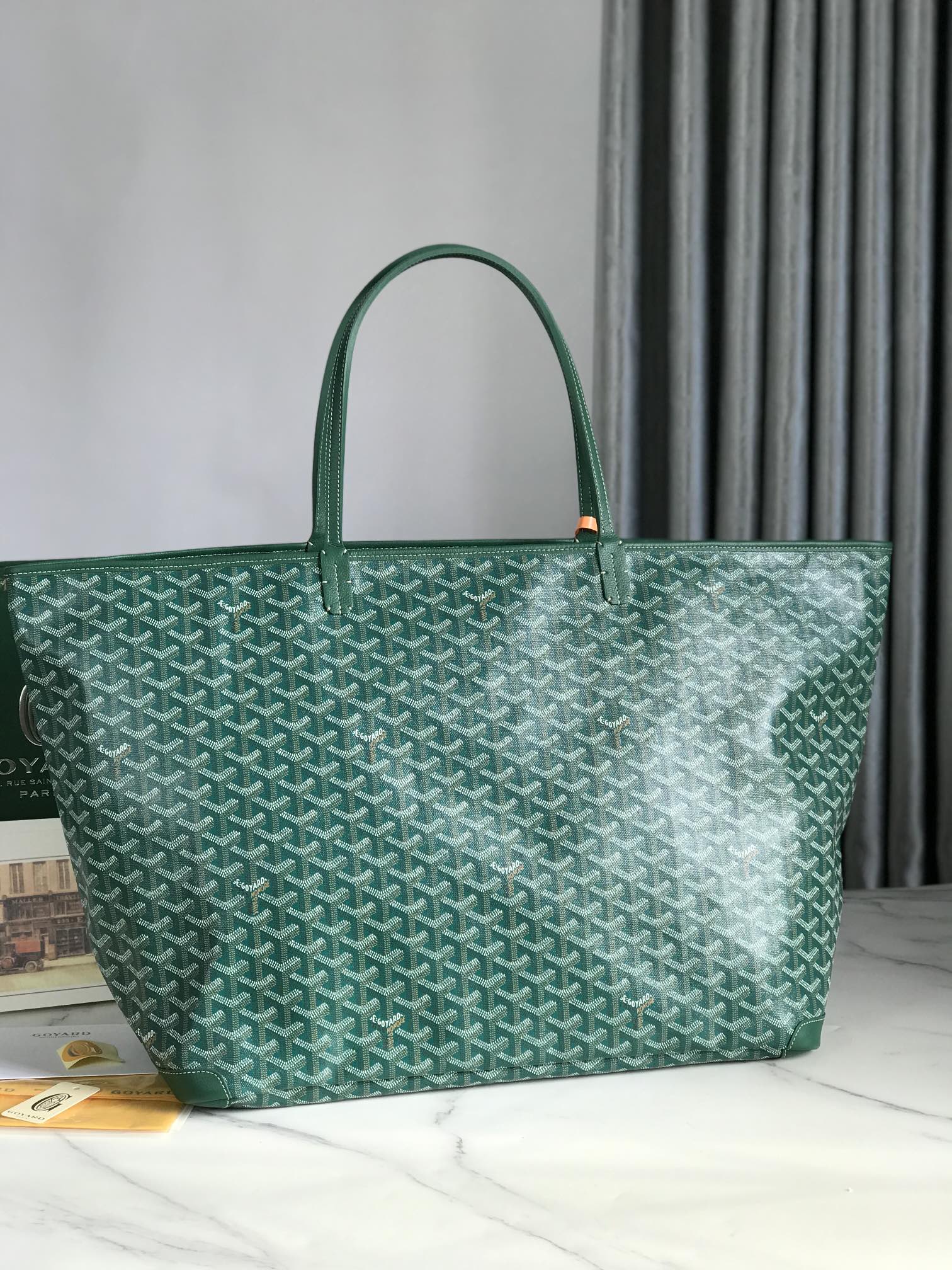 Goyard Artois GM Bag 37cm Green Canvas & Calfskin