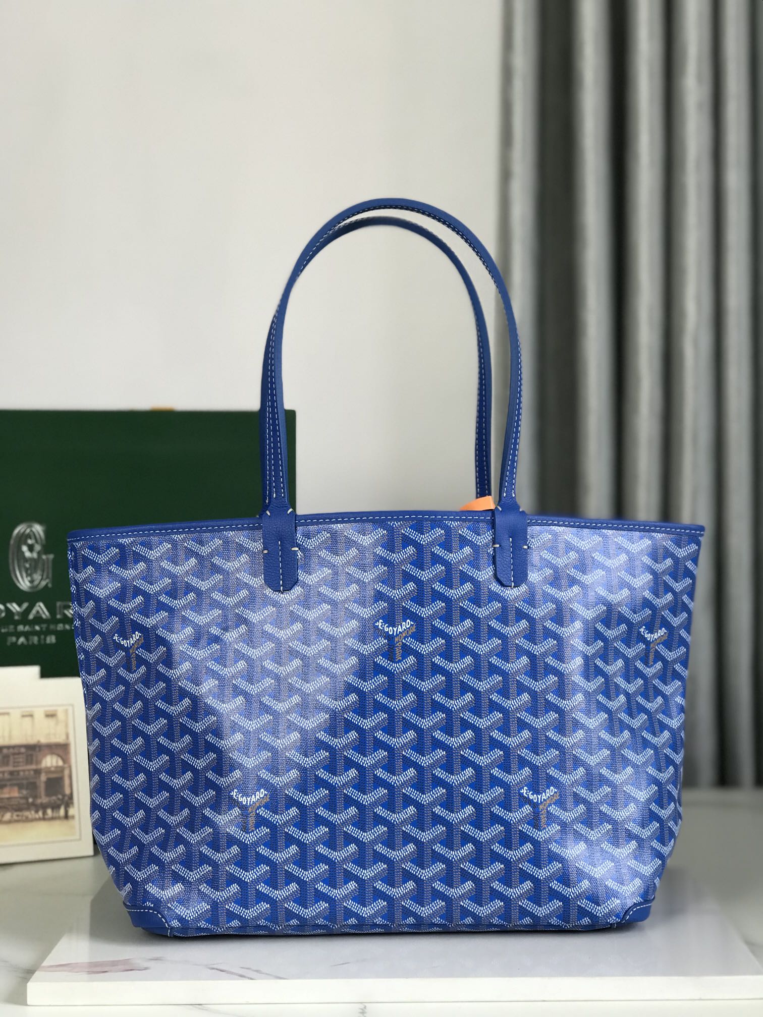 Goyard Artois Bag 30cm Blue Canvas & Calfskin