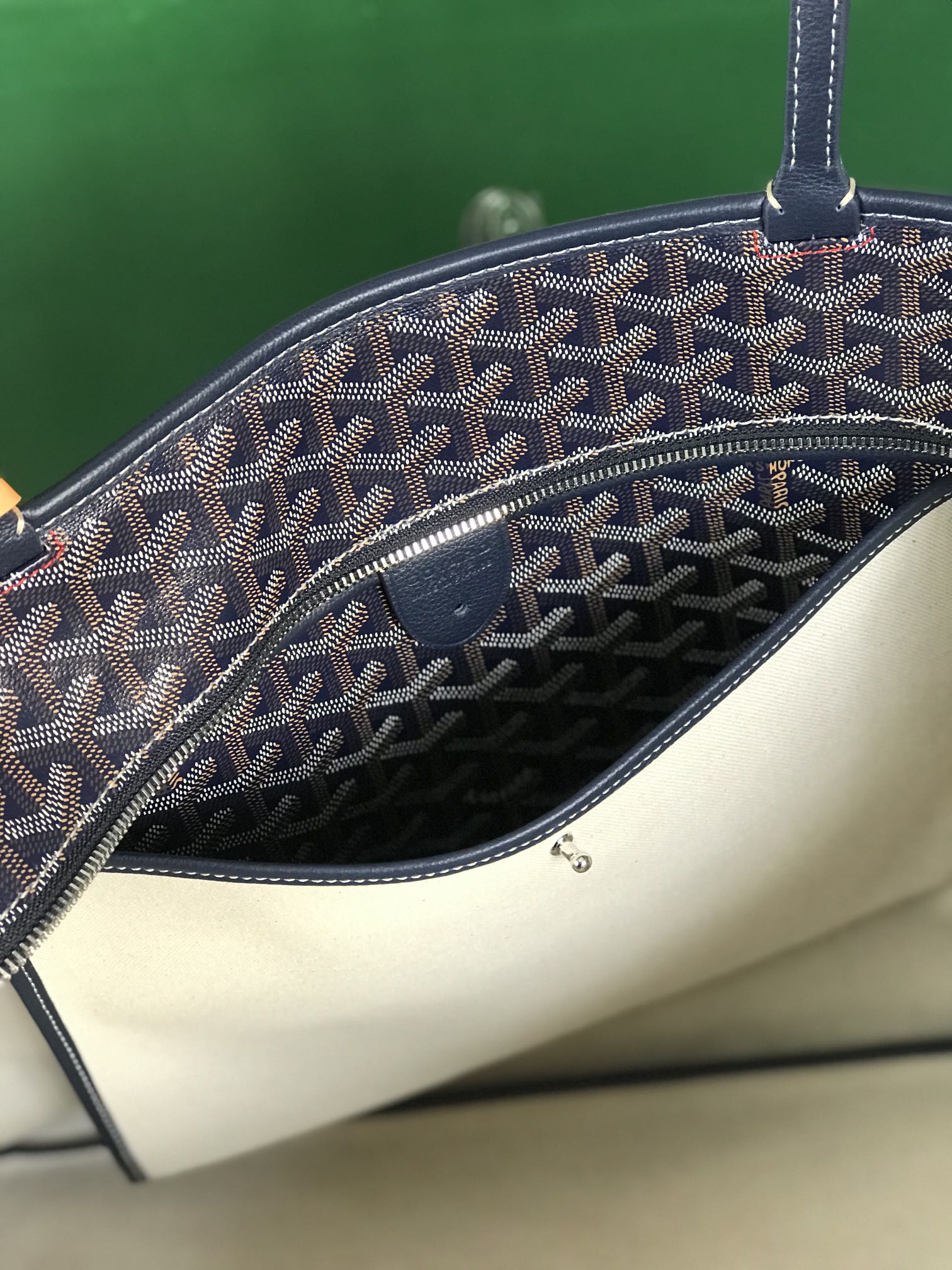 Goyard Artois GM Bag 37cm Navy Blue Canvas & Calfskin