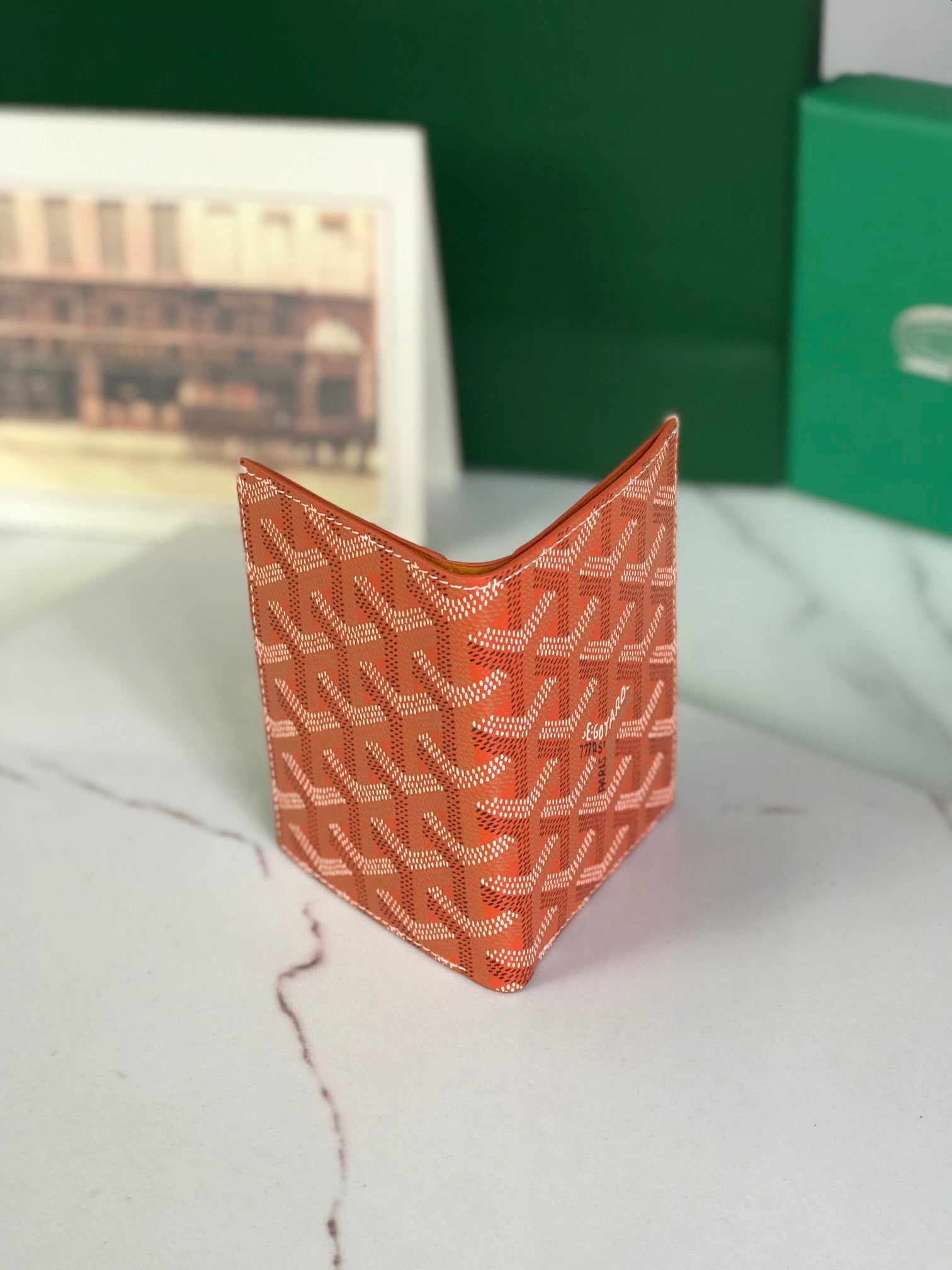 Goyard Saint-Pierre Card Wallet 11cm Orange Canvas