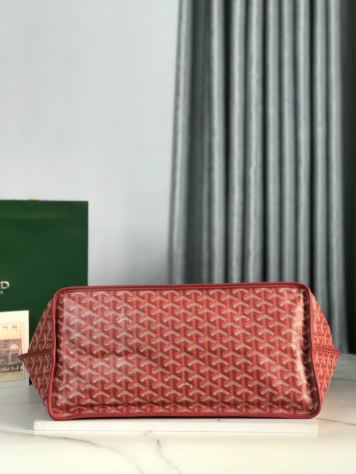 Goyard Anjou GM Bag 39cm Red Calfskin Goyardine Canvas 290824