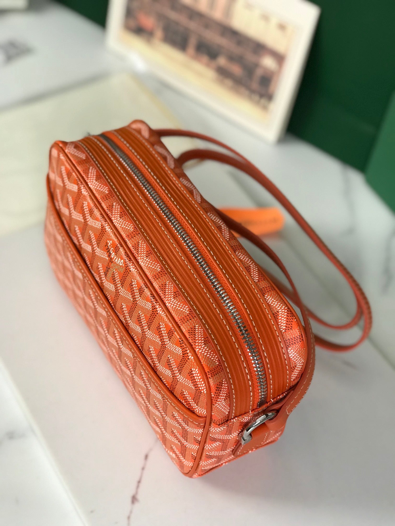 Goyard Cap-Vert Camera Bag Orange Calfskin Canvas 290859