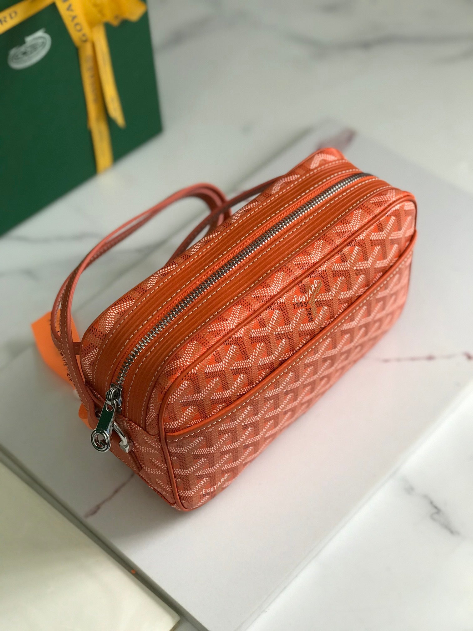 Goyard Cap-Vert Camera Bag Orange Calfskin Canvas 290859