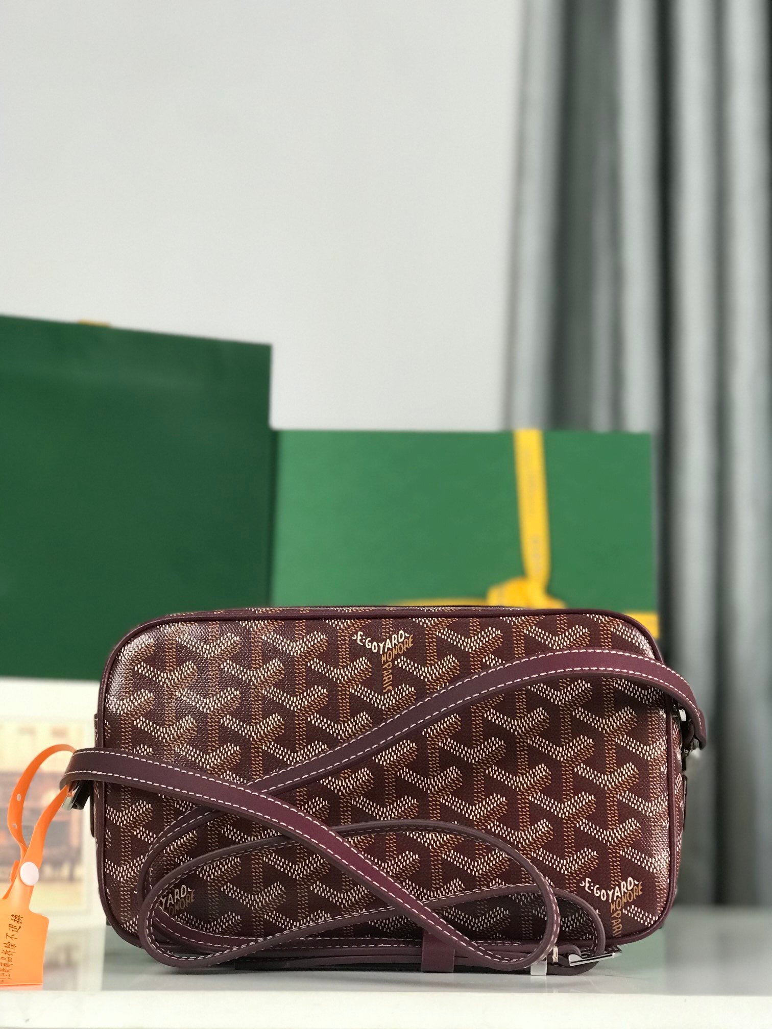 Goyard Cap-Vert Camera Bag Burgundy Calfskin Canvas 290857