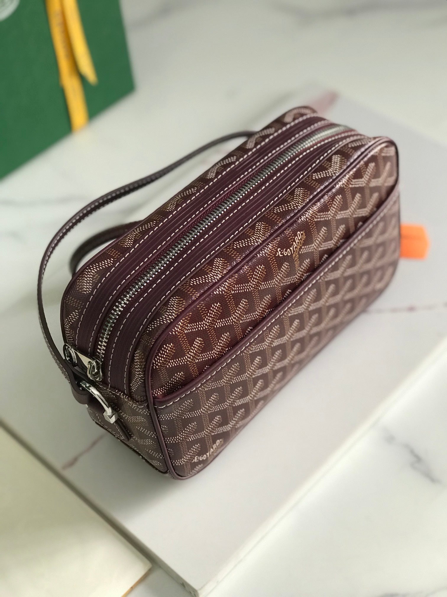 Goyard Cap-Vert Camera Bag Burgundy Calfskin Canvas 290857