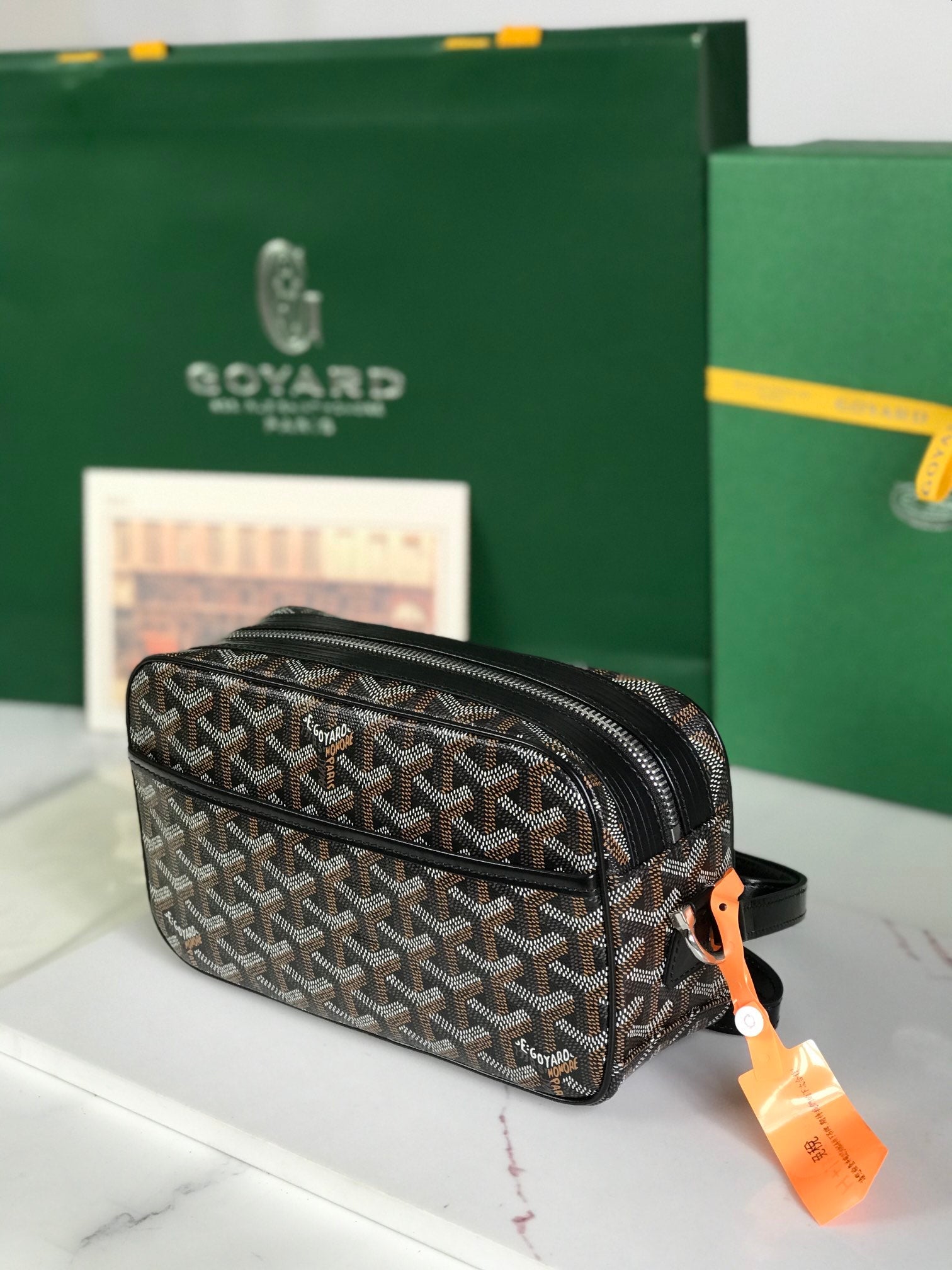 Goyard Cap-Vert Camera Bag Black Calfskin Canvas 290850