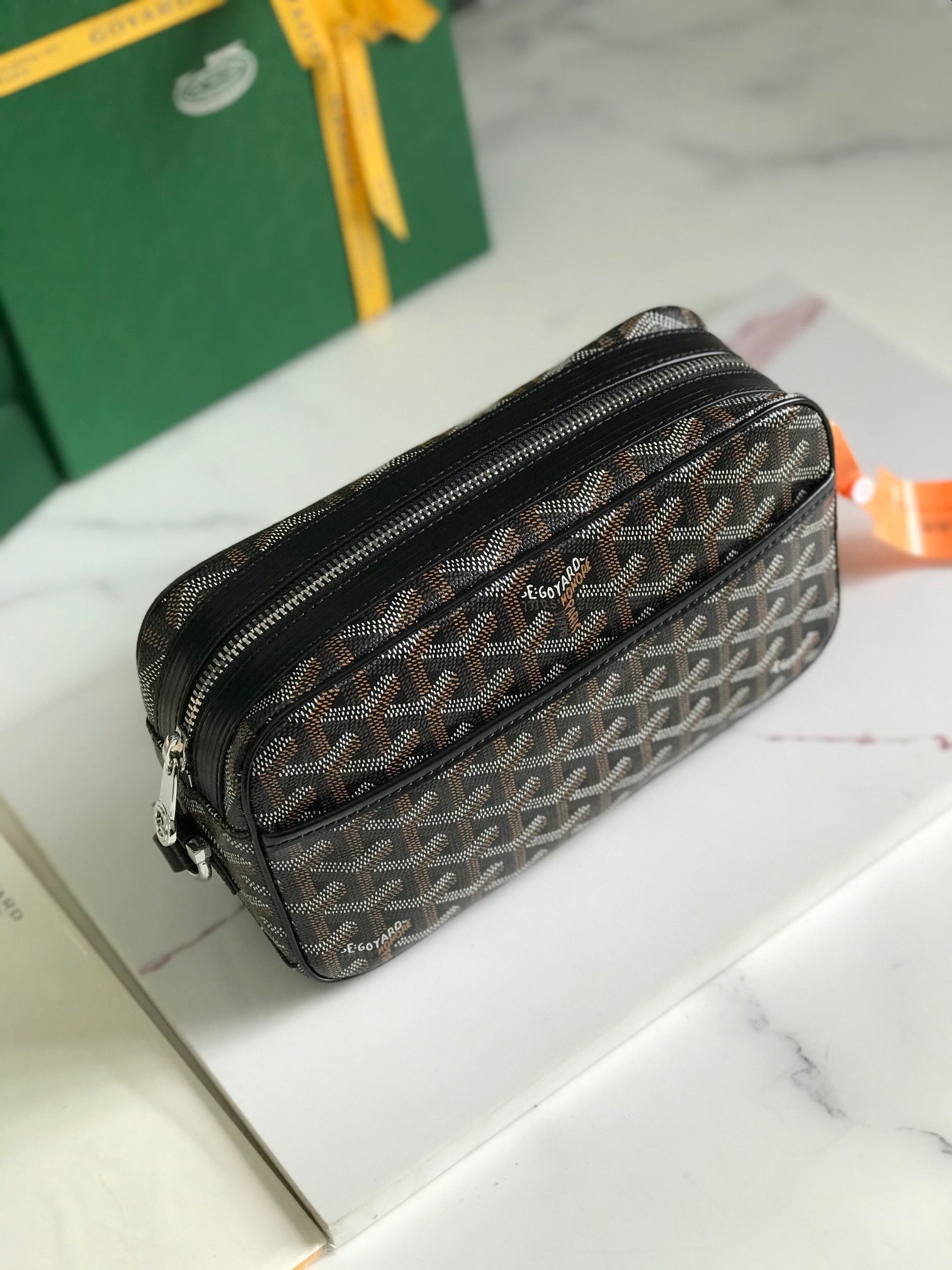 Goyard Cap-Vert Camera Bag Black Calfskin Canvas 290850