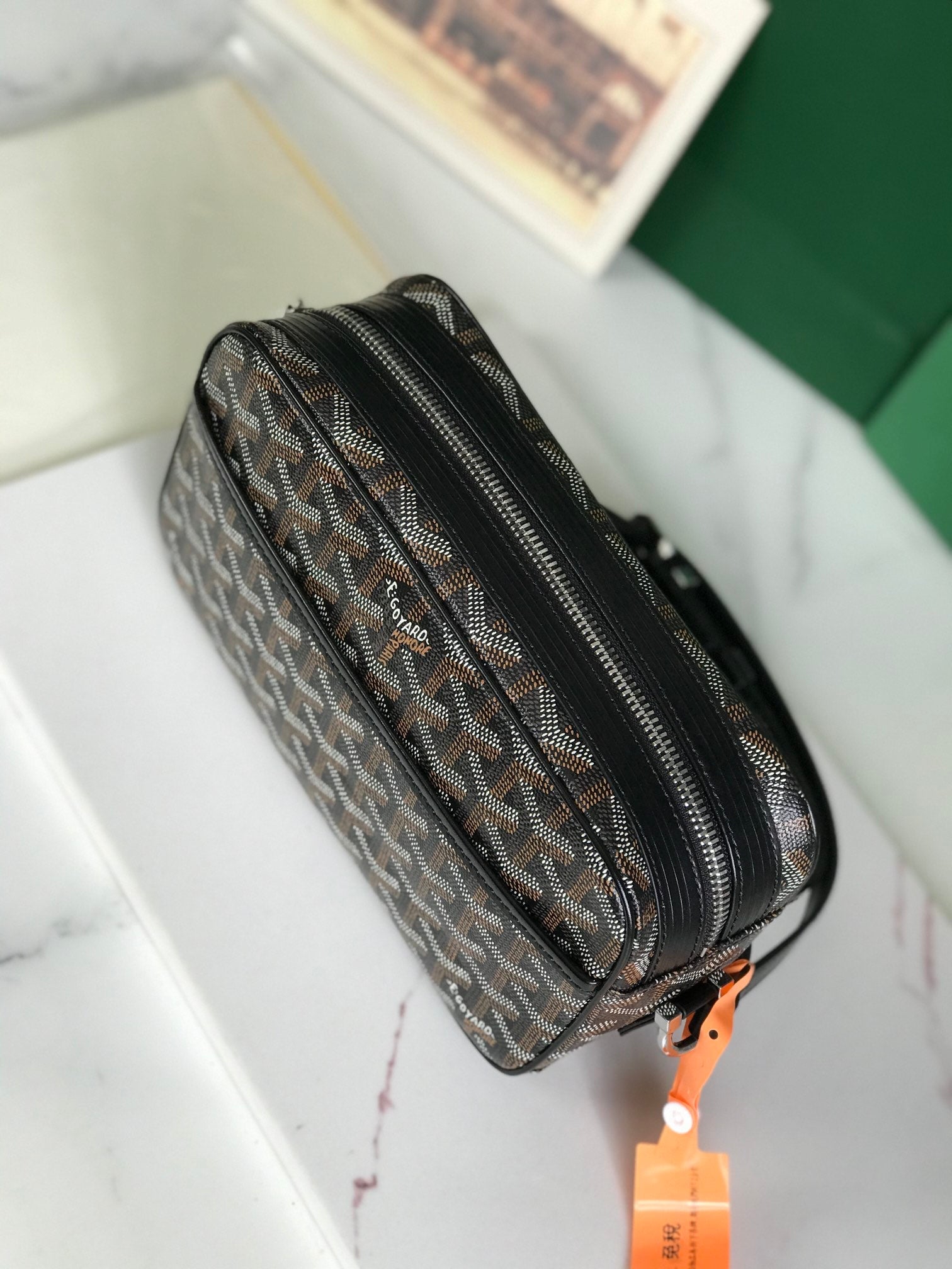 Goyard Cap-Vert Camera Bag Black Calfskin Canvas 290850