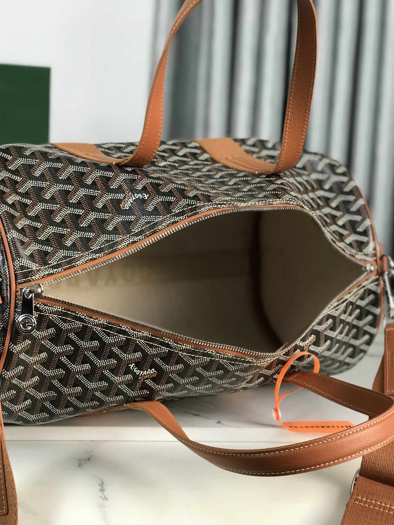 Goyard Barrel 40 Sports Bag Black Tan Canvas & Calfskin