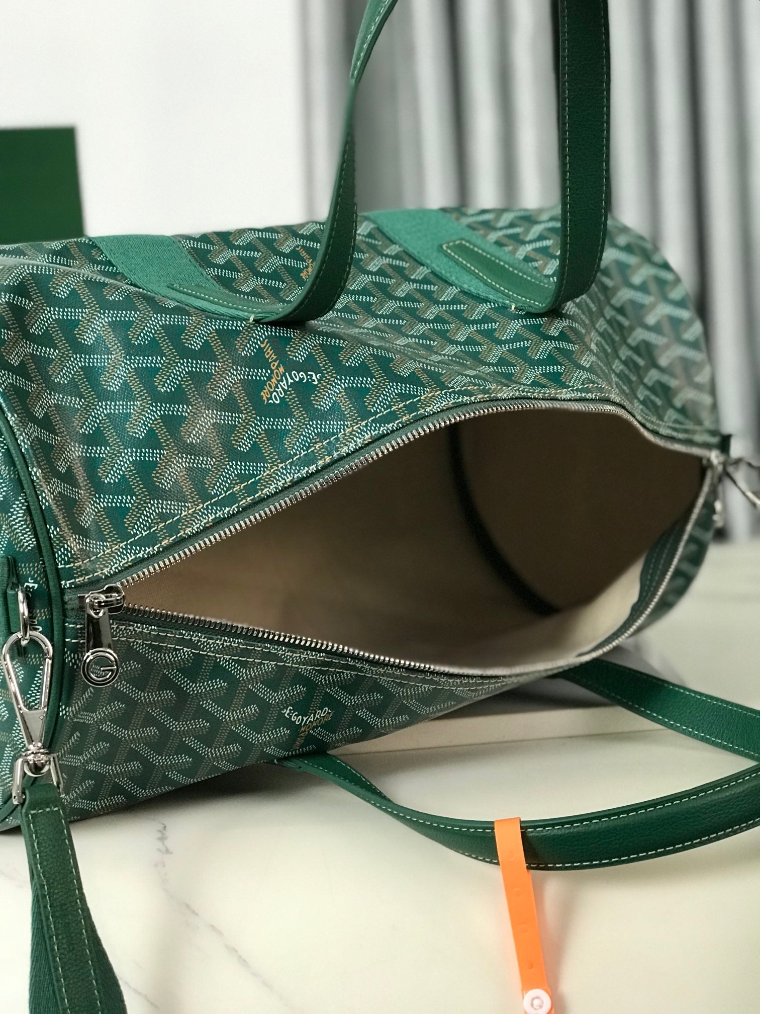 Goyard Barrel 40 Sports Bag Green Canvas & Calfskin