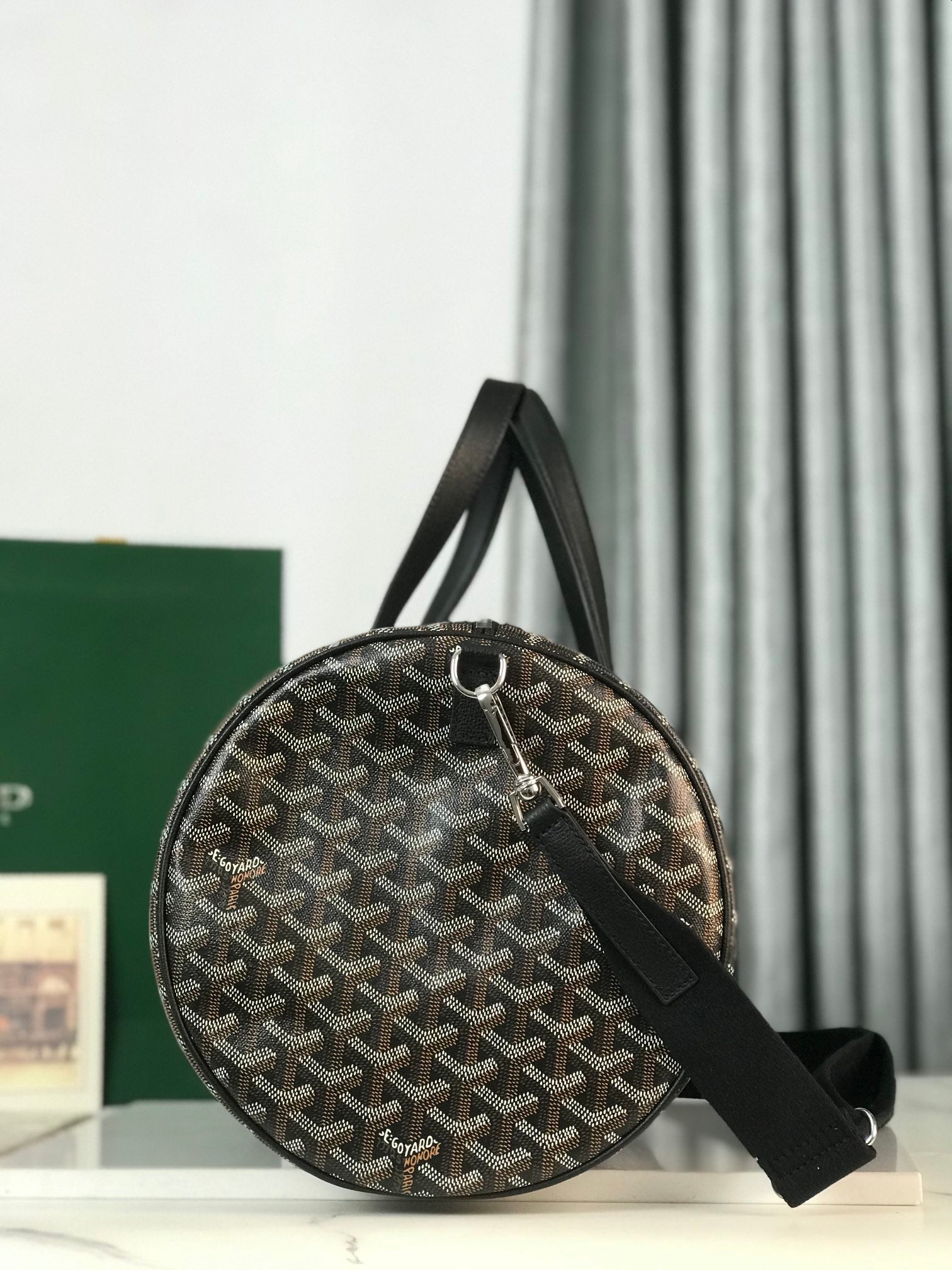 Goyard Barrel 40 Sports Bag Black Canvas & Calfskin