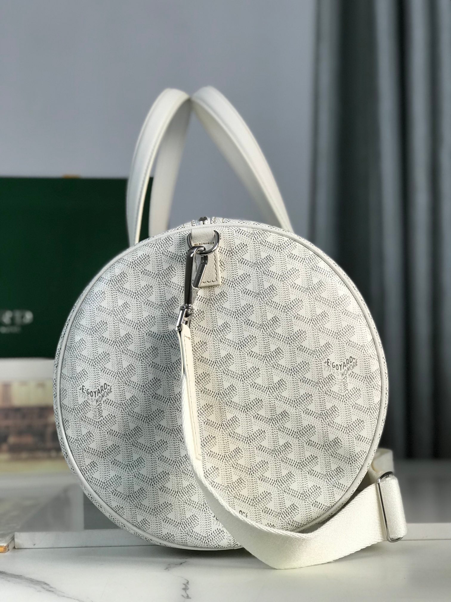 Goyard Barrel 40 Sports Bag White Canvas & Calfskin