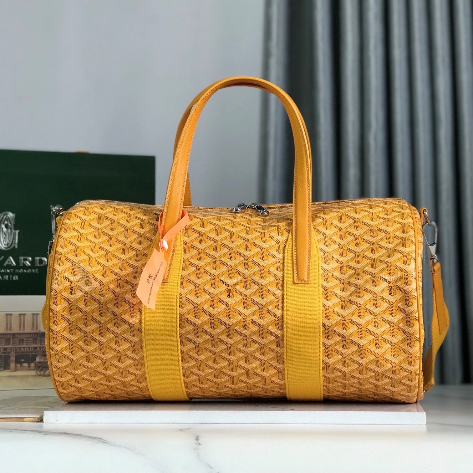 Goyard Barrel 40 Sports Bag Yellow Canvas & Calfskin