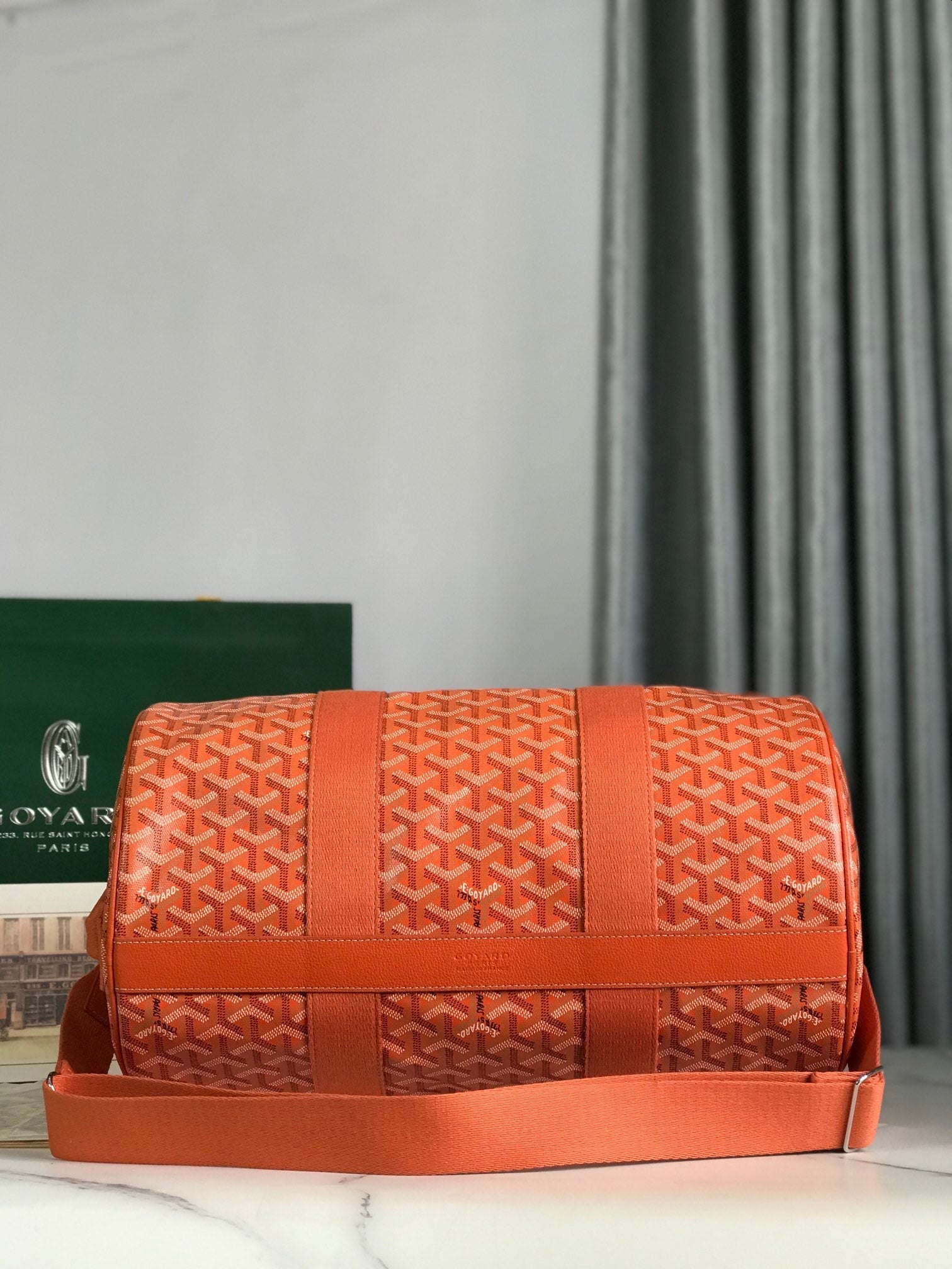 Goyard Barrel 40 Sports Bag Orange Canvas & Calfskin