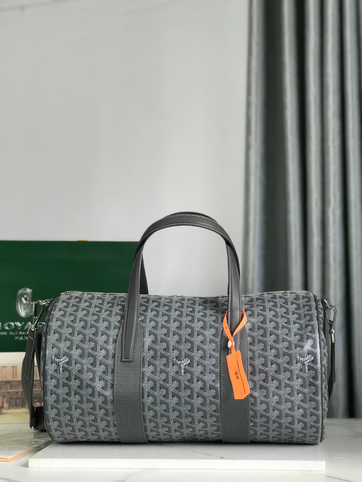 Goyard Barrel 40 Sports Bag Grey Canvas & Calfskin