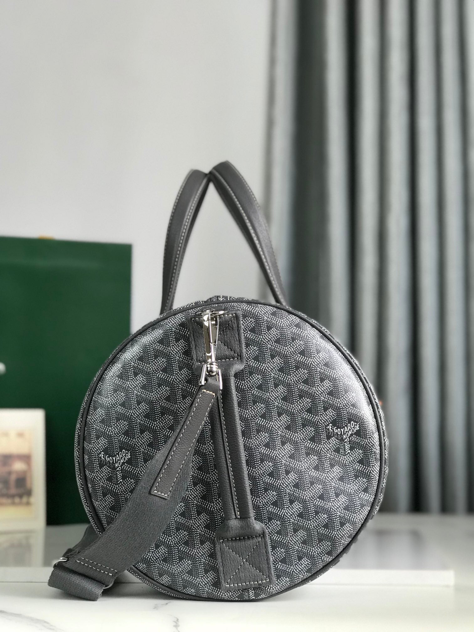 Goyard Barrel 40 Sports Bag Grey Canvas & Calfskin
