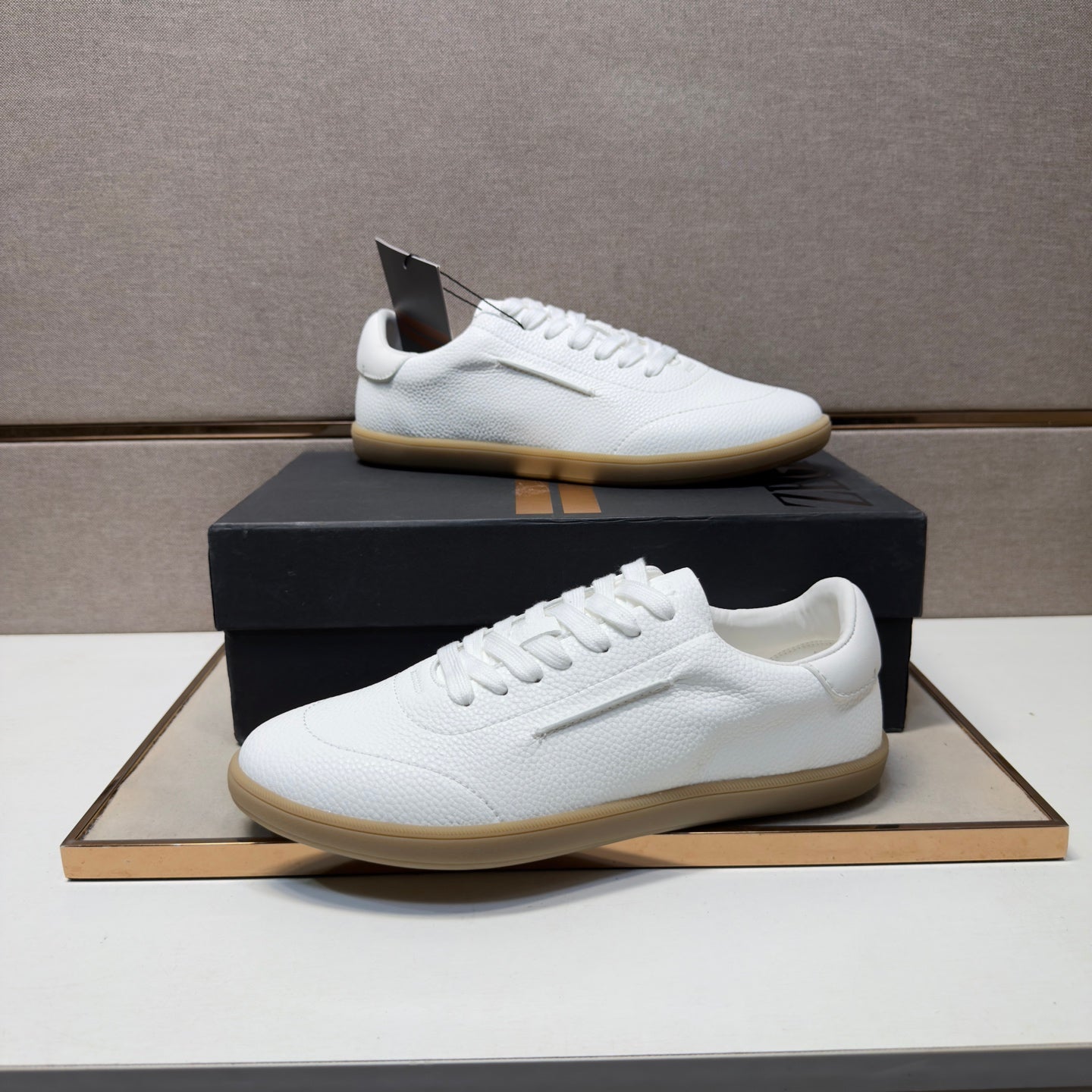 Zegna 232 Men’s Sneakers White Grain Leather 178302