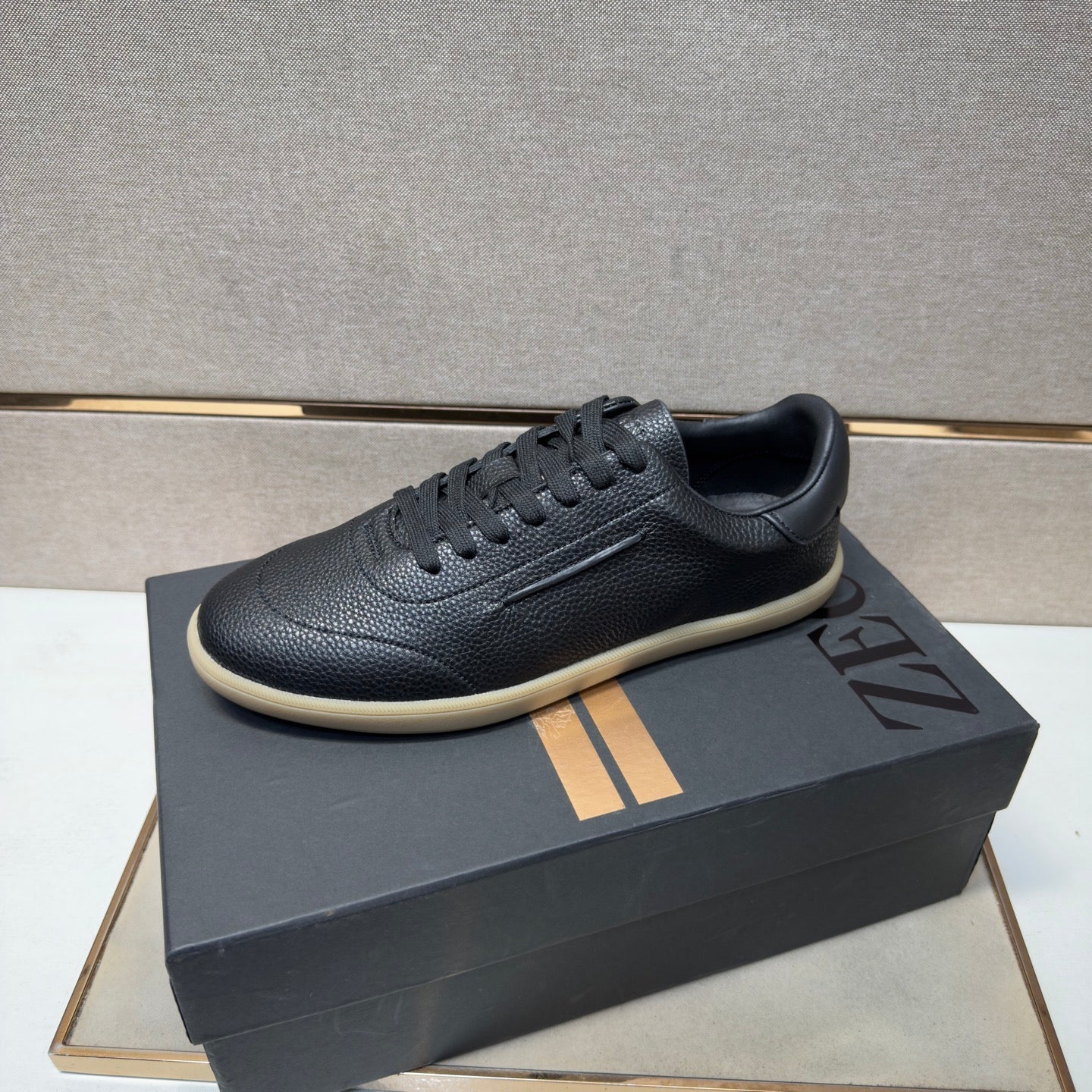Zegna 232 Men’s Sneakers Black Grain Leather 178303