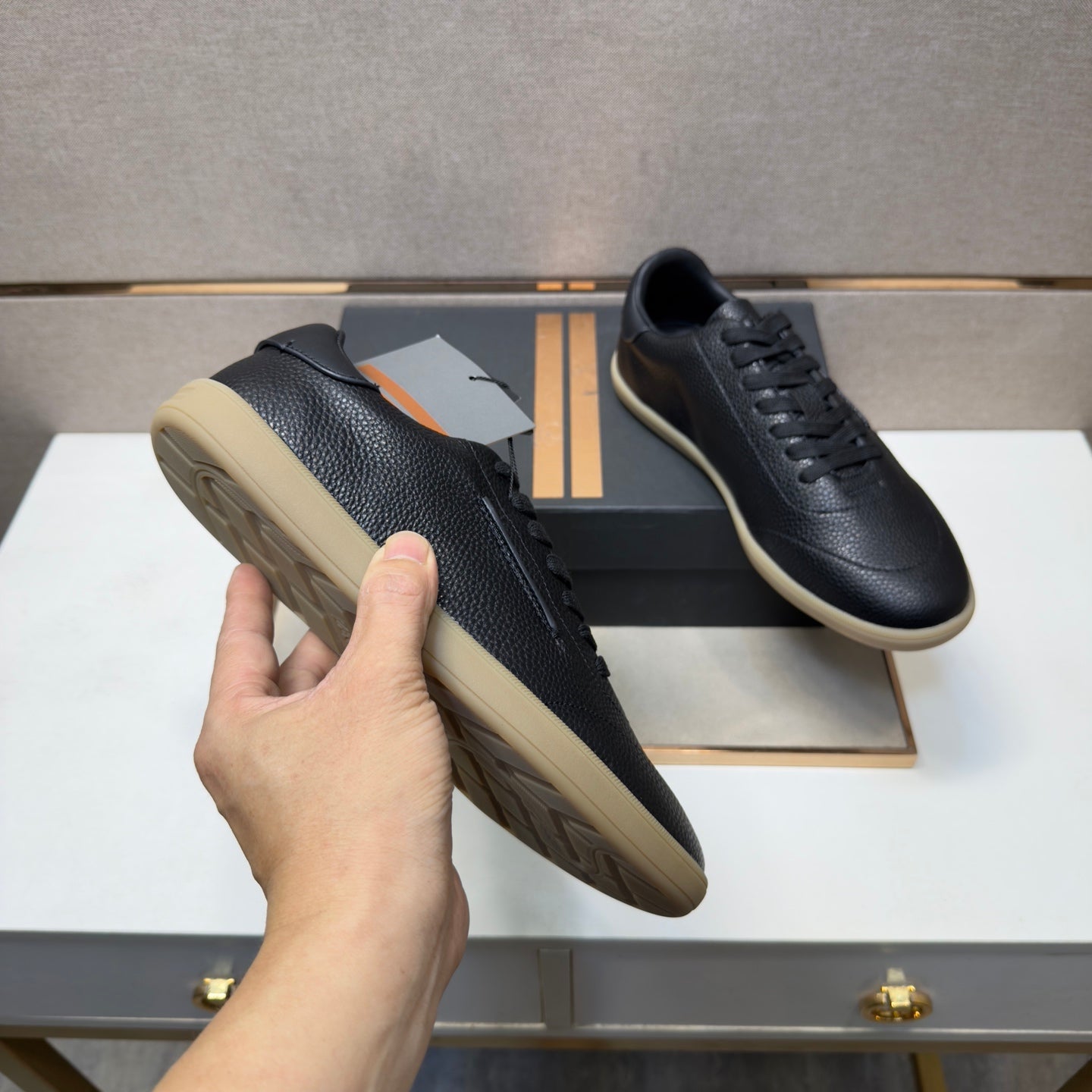 Zegna 232 Men’s Sneakers Black Grain Leather 178303